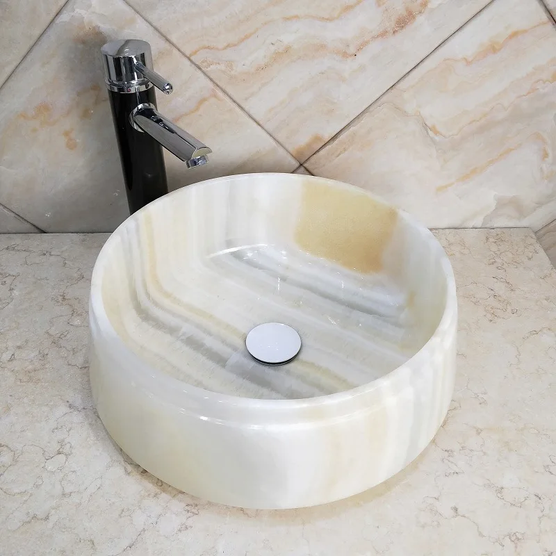 On-stage wash basin, white jade integrated, thickened art bathroom bathroom jade basin