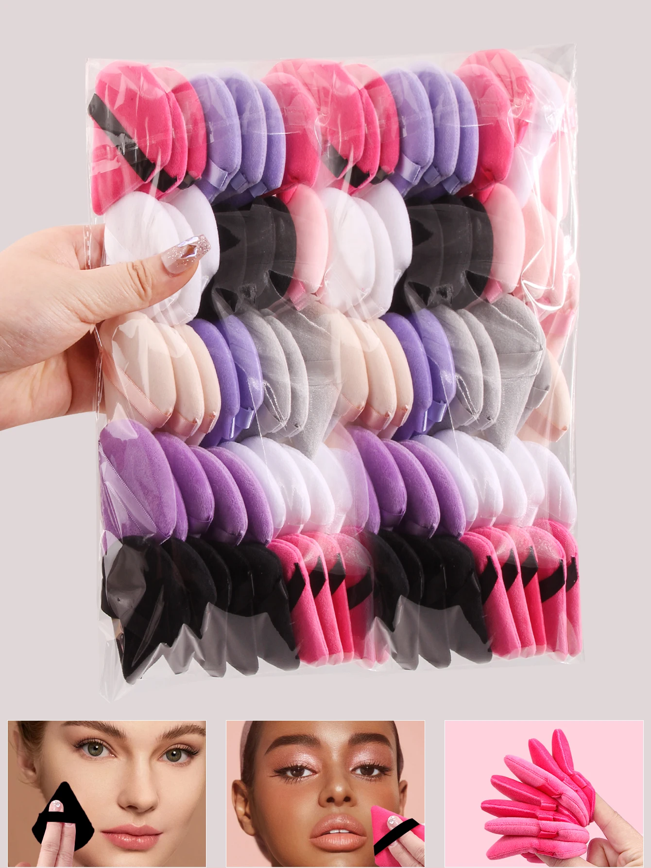 Puff triangular de 100 piezas para maquillaje, polvos sueltos líquidos, cosméticos, suaves, de felpa, herramienta de maquillaje
