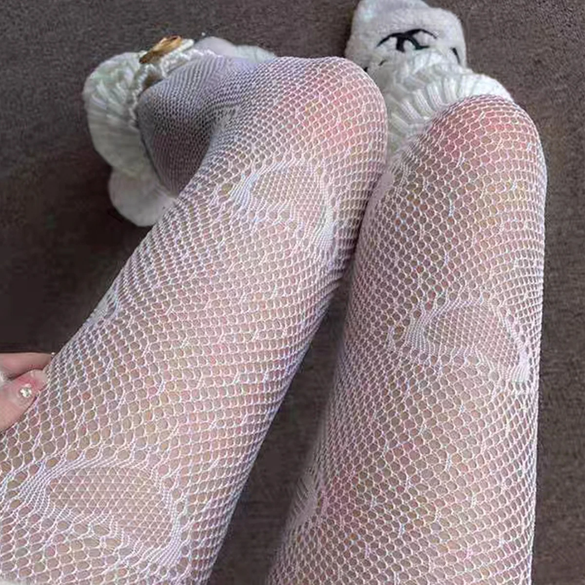 Fishnet Heart Hollow See-Through Party Couples Tights Lovely Sexy Net Socks Girls Career Lingerie Mesh Tricot Streetwear