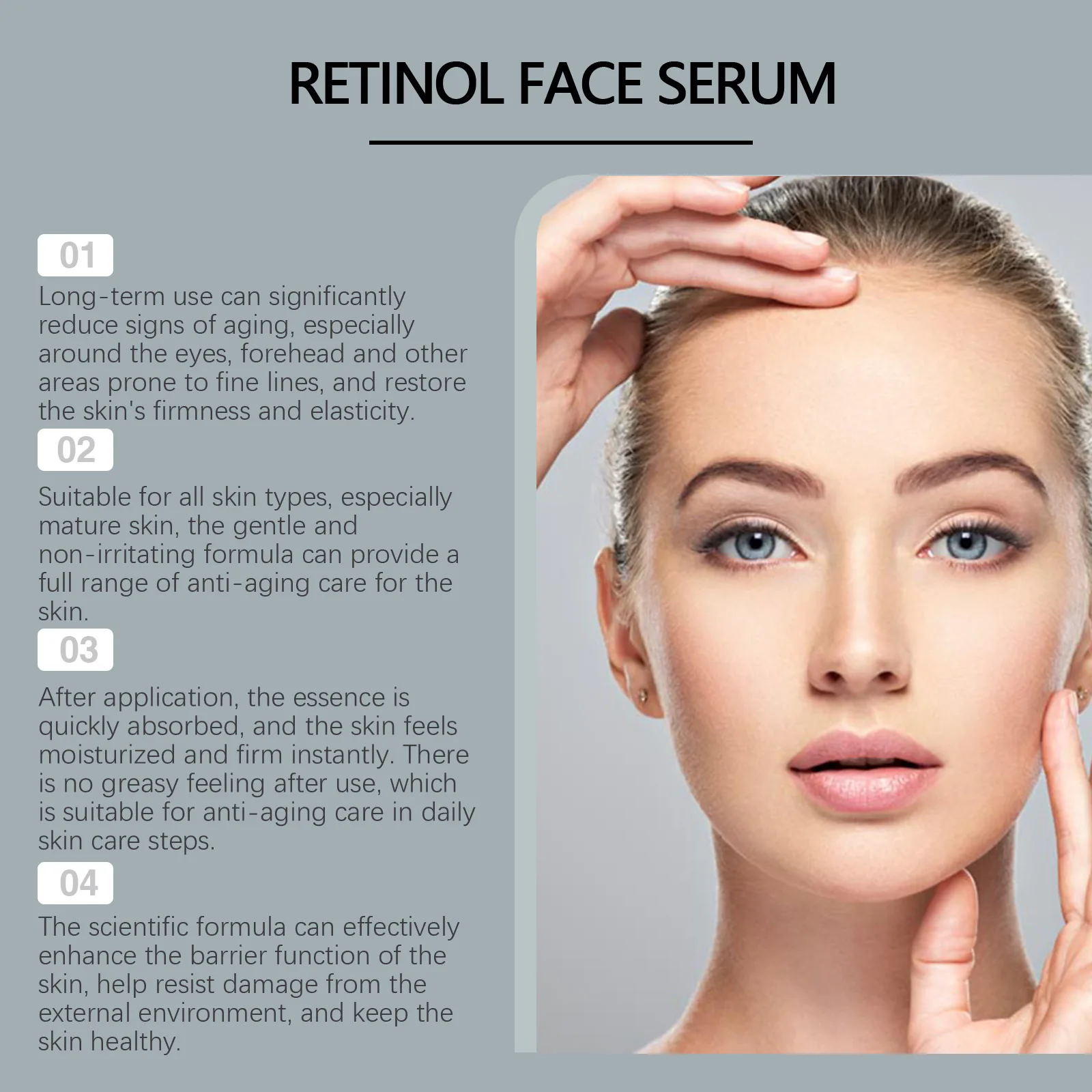 Sérum au rétinol remodelé pour le visage, déformable, hydratant, nourrissant, doux, soin, éclaircissant, peau, hydratant, visage