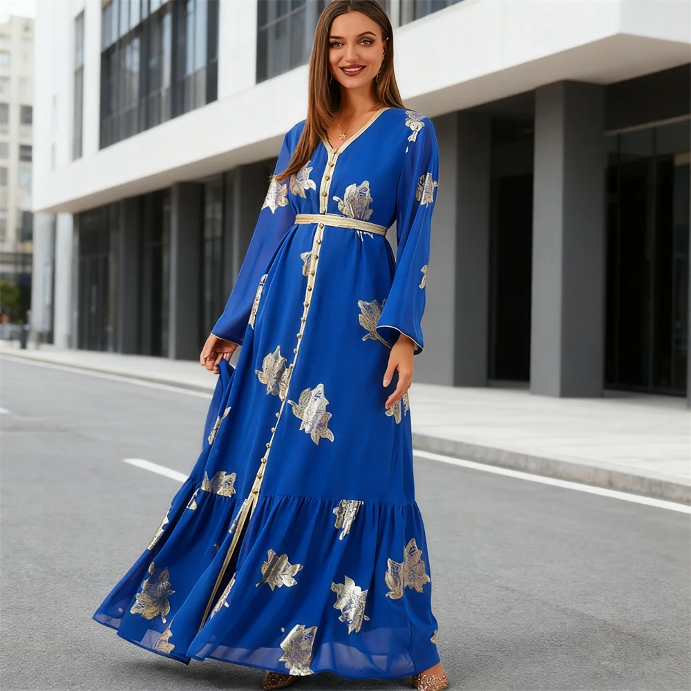 

Muslim Abaya Print Women Maxi Dresses Turkey Kaftan Eid Party Kaftan Morocco Islam Arab Dubai Gown Gulf Jalabiya Caftan Vestidos