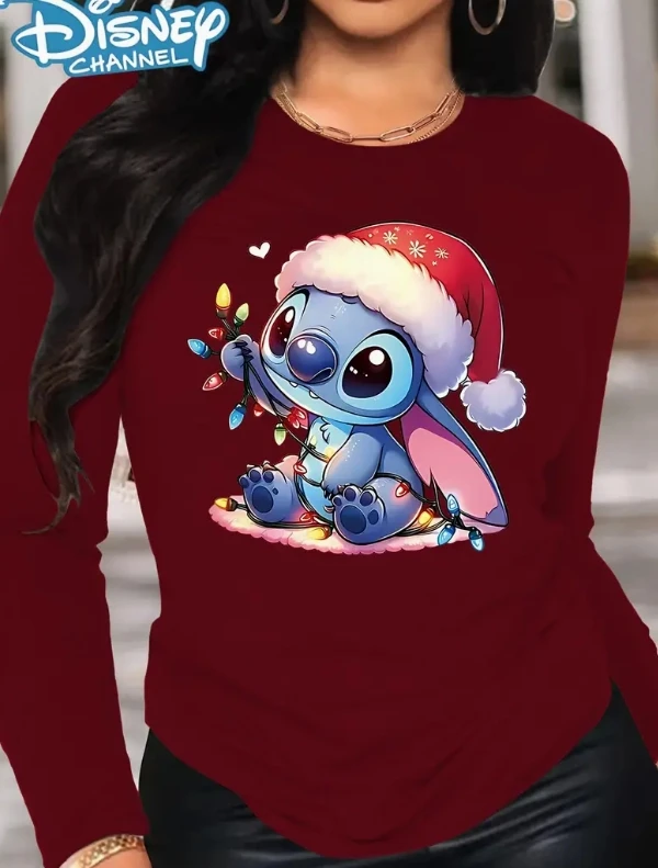 تيشيرت ديزني بأكمام طويلة لكل من الرجال والنساء، أنيق ومتعدد الاستخدامات وبأسعار معقولة، وقميص يجب اقتناؤه لعيد الميلاد