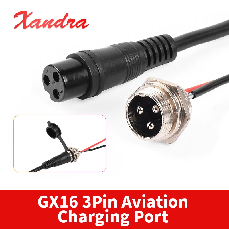 GX-16 3-Pin-Luftfahrtstecker Ladeanschluss für Elektroroller Lithium-Batterie-Ladekabel 220V IP67 Wasserdicht Staubdicht