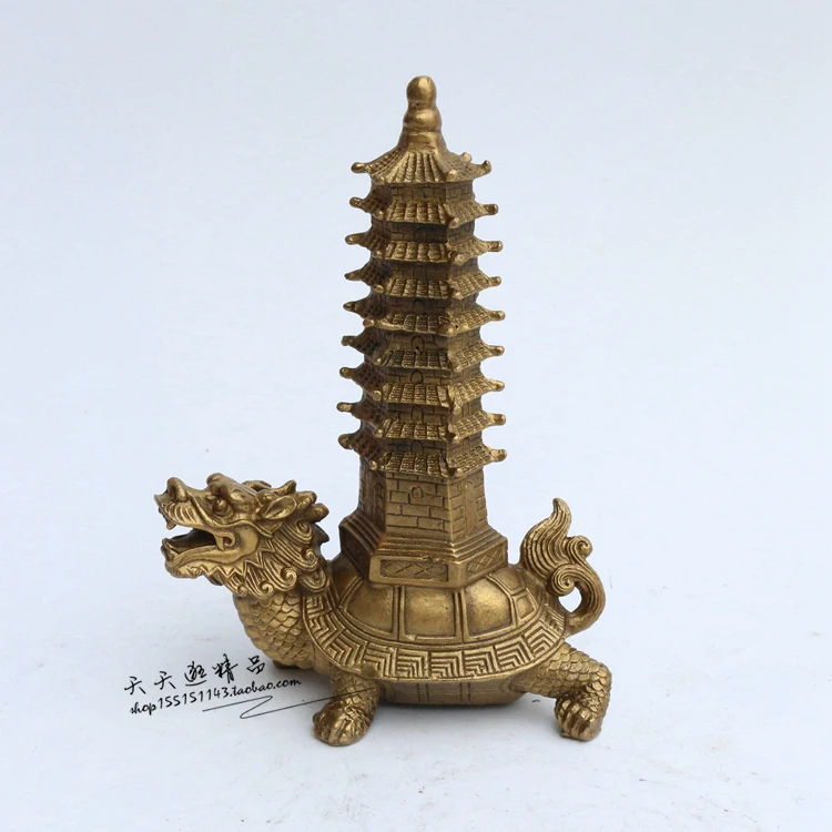 Talisman desktop brass craft room Home Furnishing peace lucky gifts exquisite ornaments Dragon Tower