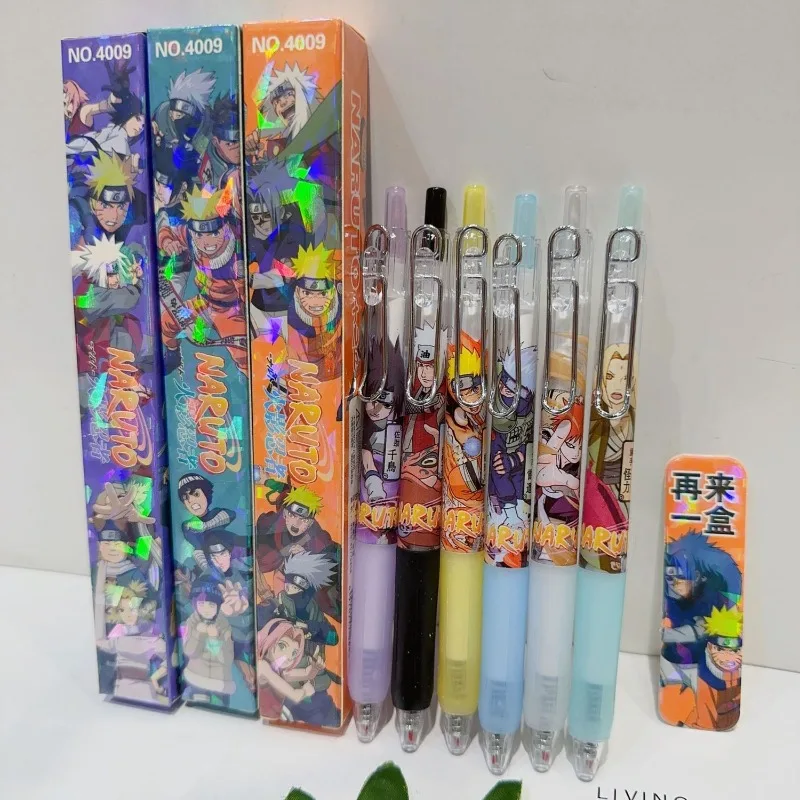 Naruto New Press Pen for School Students, Quick Drying Neutral Pen 0.5mm Anime Vortex Naruto Sasuke Kakashi Sakura Surprise Gift