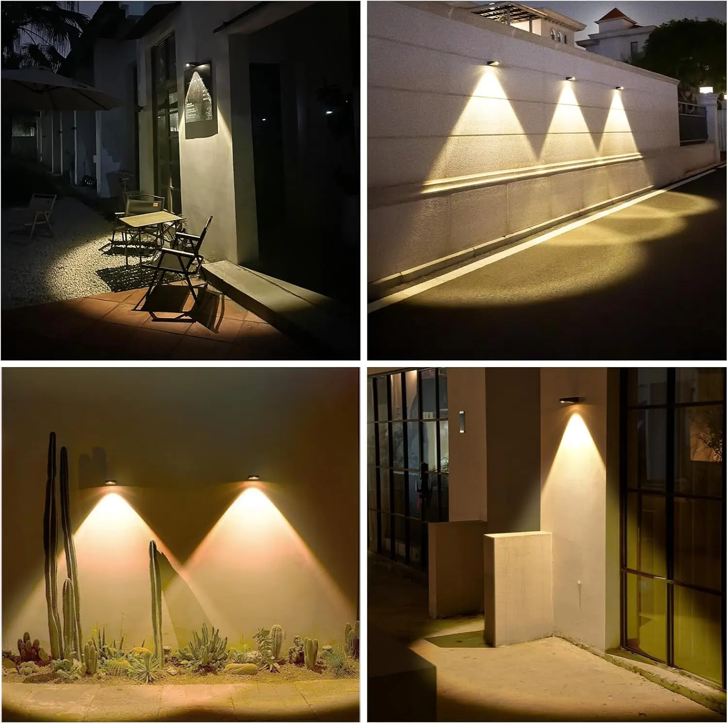 Solar-Wandleuchten für den Außenbereich, wasserdicht, LED, Dämmerung bis Morgendämmerung, 4er-Pack, warmweiß