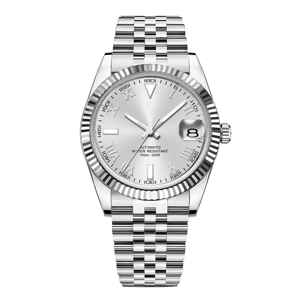 مخصص 39 مللي متر الفاخرة nh35/ميوتا التلقائي ساعة ميكانيكية الياقوت الروماني الأرقام reloj ساعة رجالي Lume مقاوم للماء ساعات المعصم