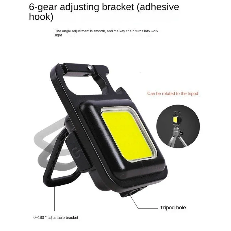 Lampe de travail LED aste par USB, mini lampe de poche portable, porte-clés lumineux, lanterne à pince de poche, extérieur, randonnée, pêche, camping