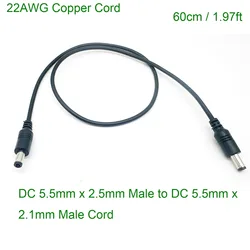 DC Power Plug 5.5mm x 2.5mm Male To 5.5mm x 2.1mm Male Adapter Connector Cable LED Strip Camera Surveillance CCTV IP Camera DVR