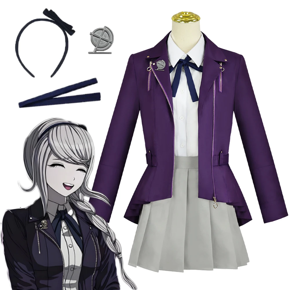 

Anime Game Hundred Line Kirifuji Nozomi Cosplay Purple Jacket Skirt Costume Outfits Halloween Roleplay Women Suit Party Carnival