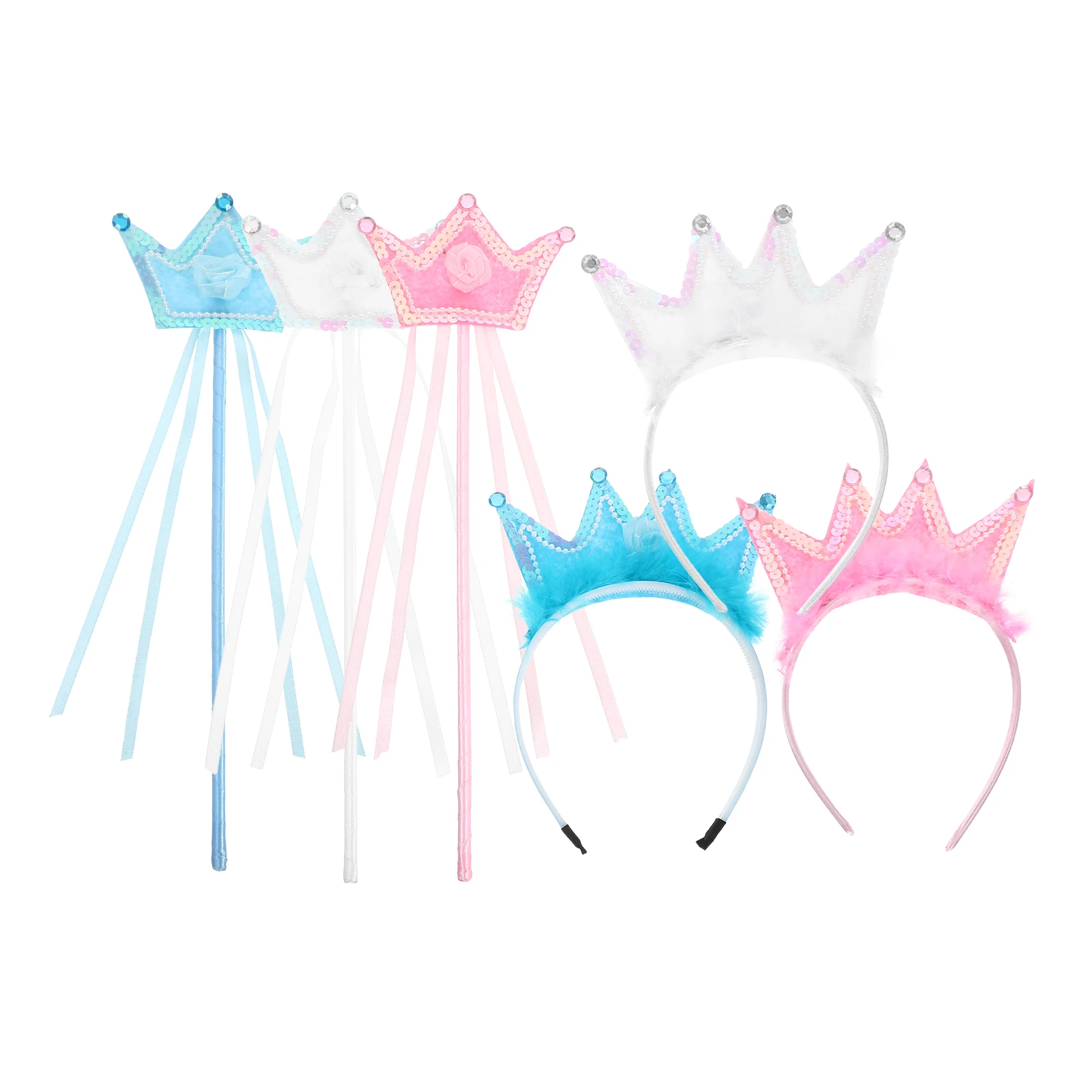 

3 Sets 's Scepter Crown Girls Dress up Accessories Fairy Wand Wands for Princess Crowns