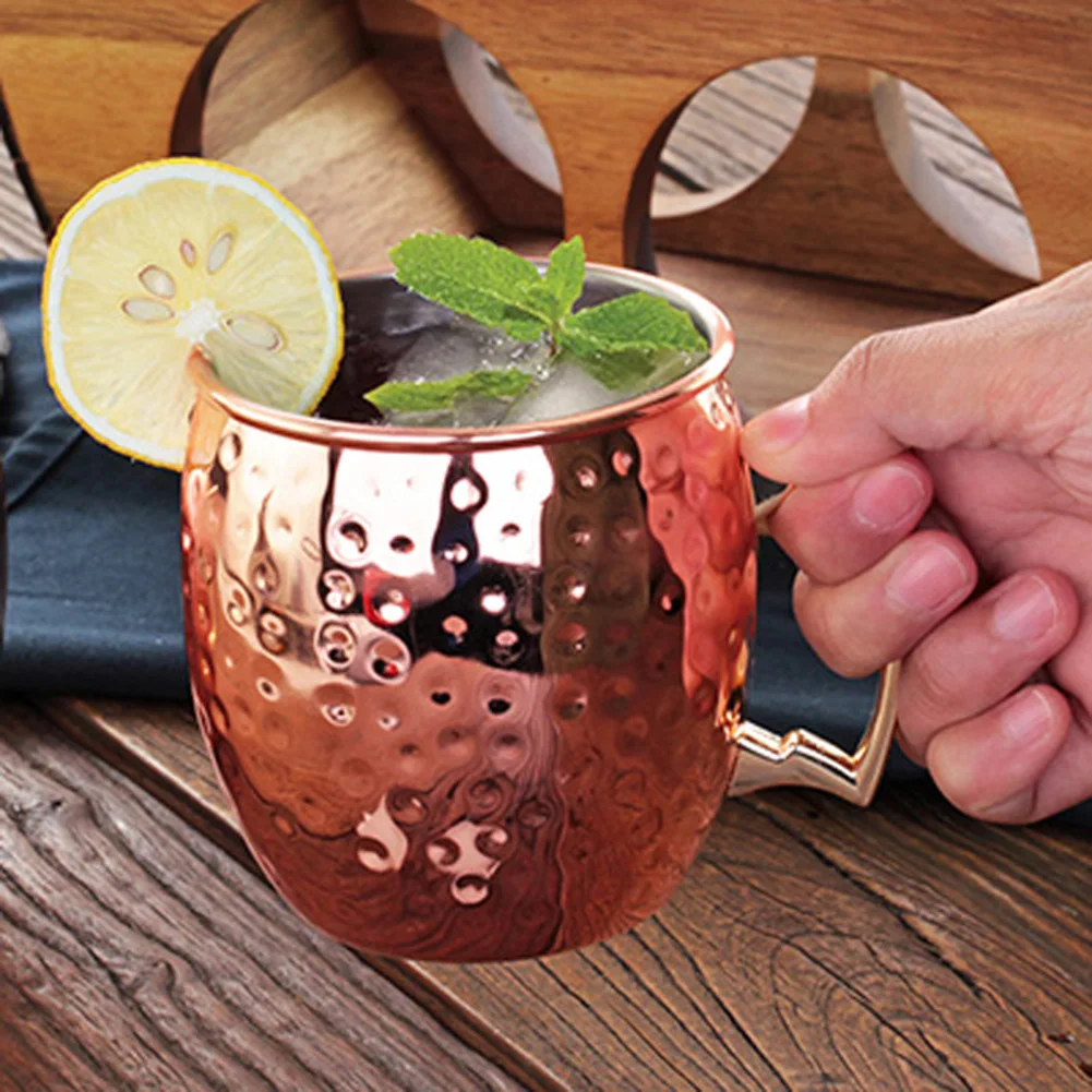 Dropship Moscow Mule Copper Mugs Metal Beer Cup Stainless Steel Copper Goblet Cocktai Wine Coffee Cup Champagne Party Bar Tools