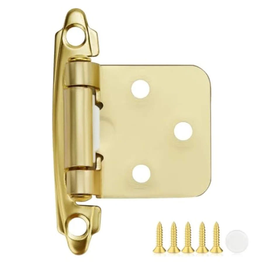 

Pack 5 Pair Cabinet Hinges - 1/ inch Overlay Kitchen Cabinet Hinges, Semi-Concealed Hinges, Self Closing Cabinet Door Hinges wi
