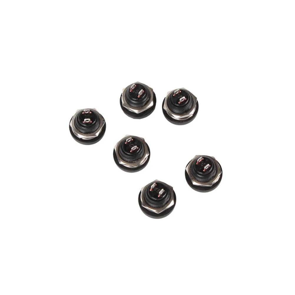 

6pcs Waterproof Self-reset Switch Push Button Black Momentary ON/OFF 12mm Hole 3A/125V AC Boat Outdoor Electrical