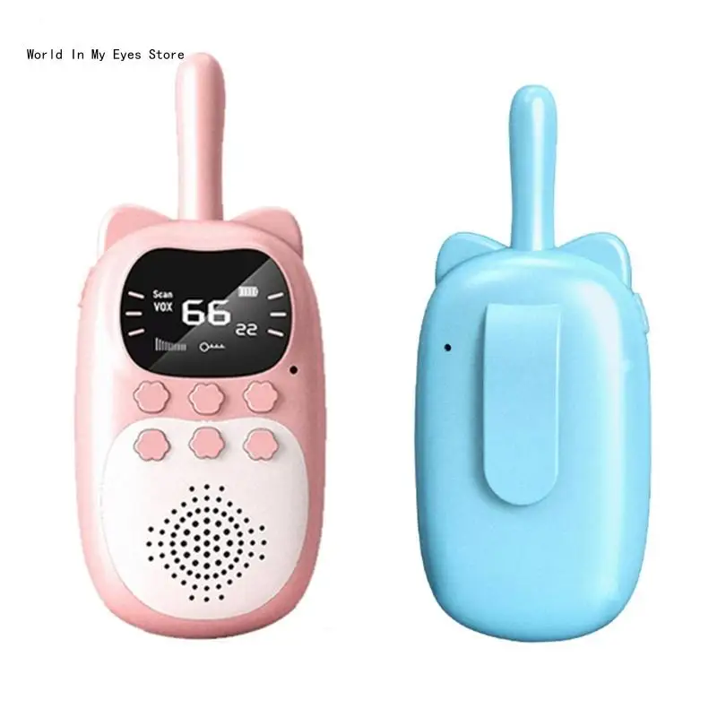 124D USB Rechargeable Walkie Talkie Toy for Kids Cartoon Intercom Electronic Gift