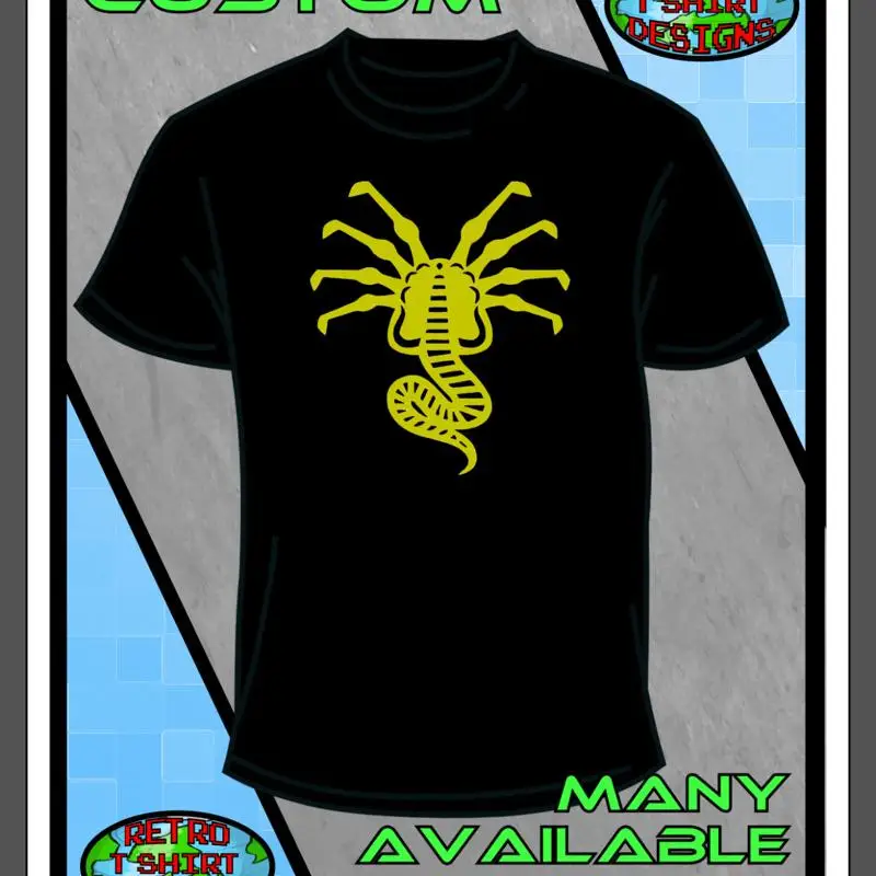 

Aliens Face Hugger T Shirt C Black Top Alien Retro Cool Movie T-shirt Custom