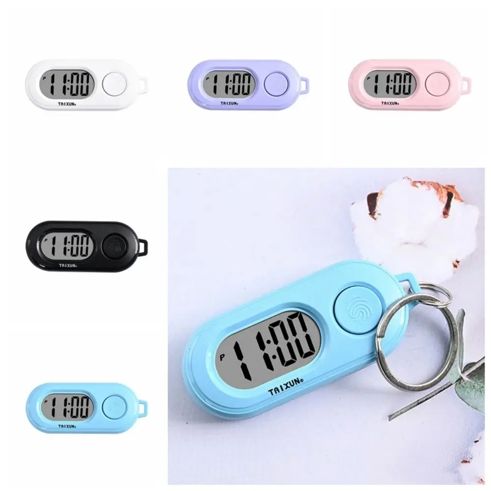 Key Display Digital Electronic Clock Keychain Oval Watch Portable Electronic Watch Keyring ABS Table Time Display