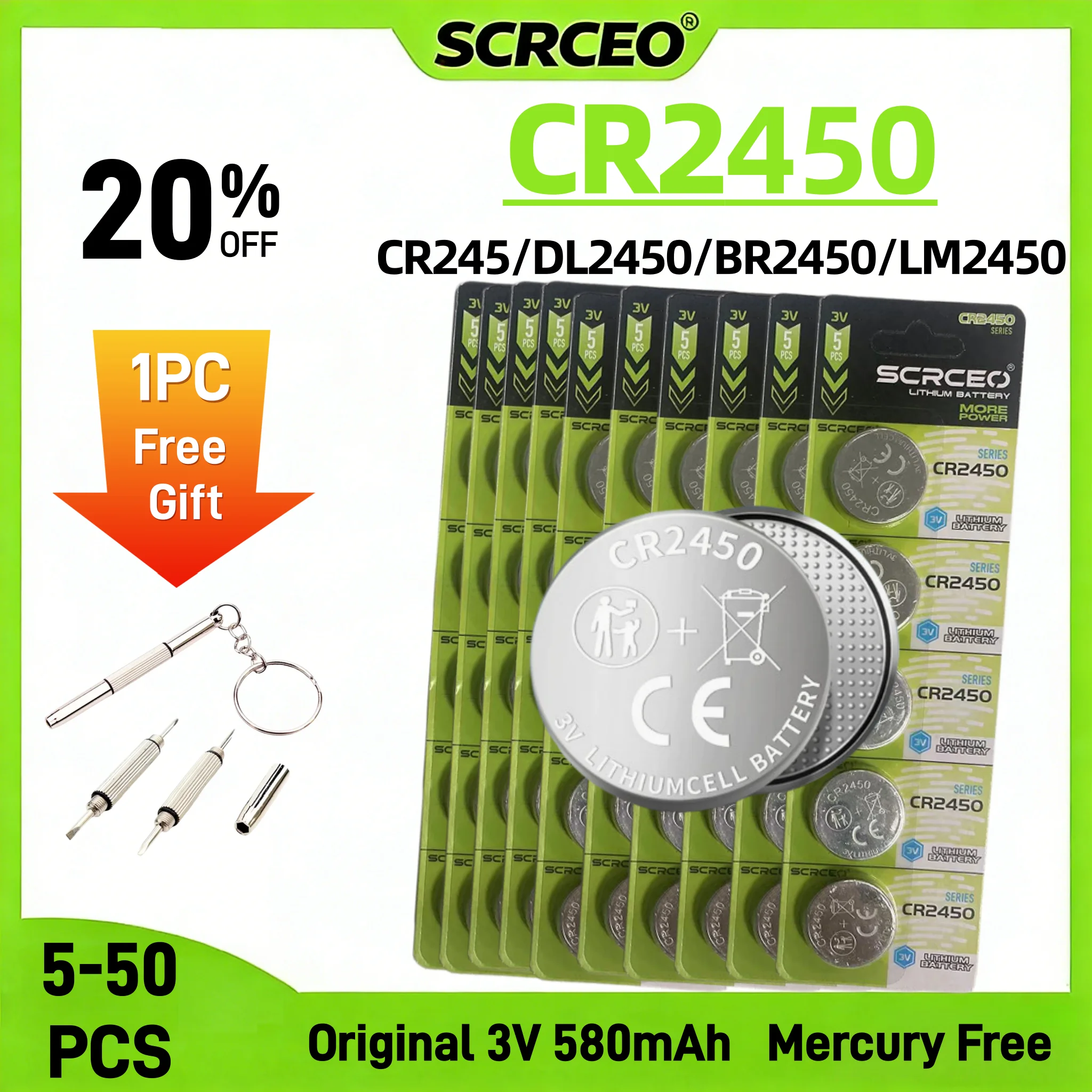 

5-50PCS CR2450 3V Lithium Button Batteries High Drain Power For Watches Motherboards CR2450 LM2450 DL2450 BR2450 Coin Cell