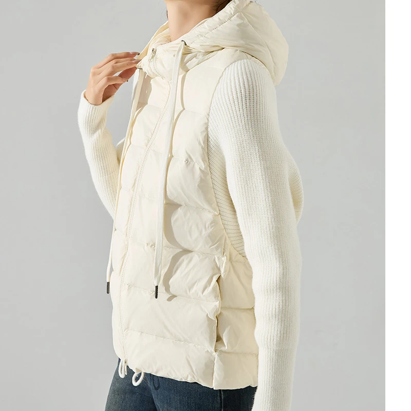 Winter Jackets Woman 2024 Knitted Winter Coat Female Splicing Down Jacket Hooded Warm Cotton Coat Long Sleeve Short Outwears