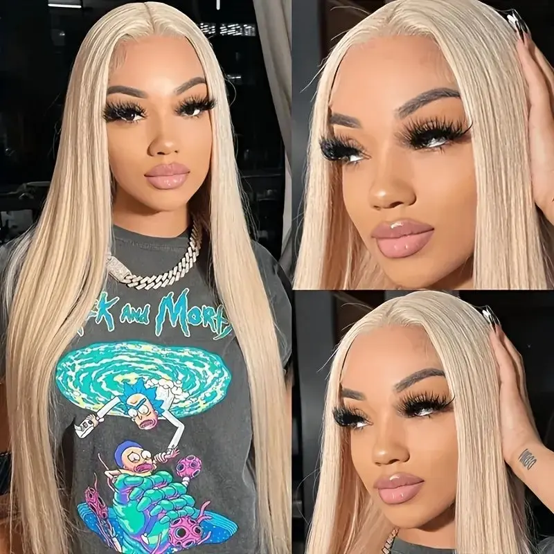 13x4 HD Lace Frontal Wig 613  Blonde 13x6 Front Human Hair 34 Inch Wig 180% Straight Transparent Pre-plucked Brazilian For Women