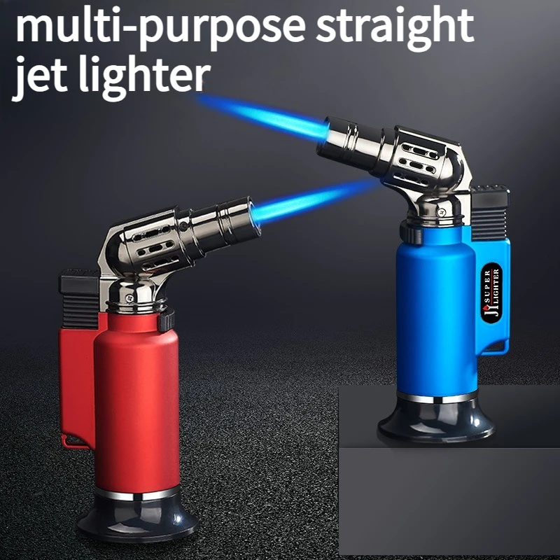 

Creative Multi-purpose Straight Jet Lighter with Metal Windproof Blue Flame and One Click Lock Fire Spray Gun