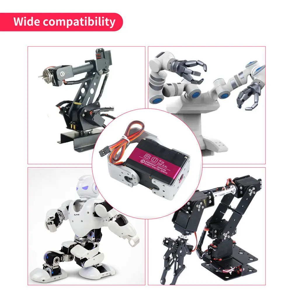 أجهزة رقمية RC 60/80/150/160 كجم مؤازرة ثنائية المحور 180 °   /270 °   عزم دوران عالي ميتال جير روبوت سيرفو لروبوت سيارة بدون طيار 1/5 FPV