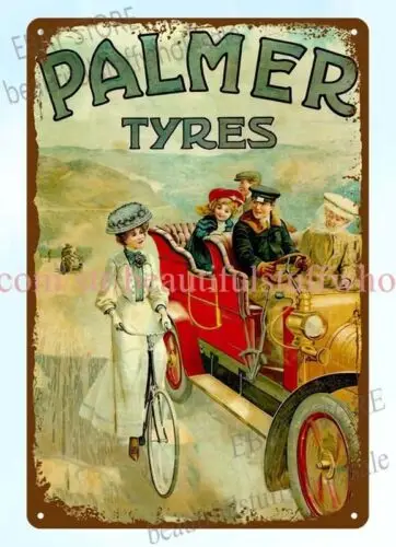 1900s bicycle Palmer tyres of London, Glasgow, Birmingham metal tin sign