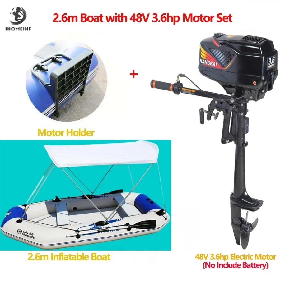 

2.6m Inflatable Boat 4-5 Person with Motor Dinghy PVC Fishing Boat and Yachts Ship Air Deck Kayak with Accessories