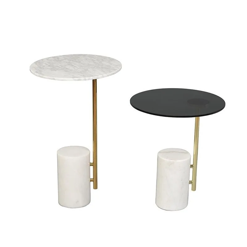 

Designer metal small round table, Nordic sofa living room marble, modern simple mini bedside table