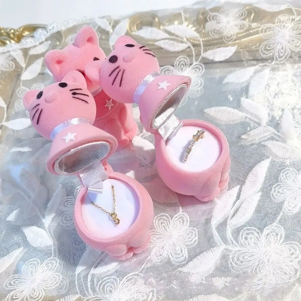 

Romantic Earring Animals Cartoon Cat Lover Storage Case Velvet Ring Box Gift Boxes Jewelry Display