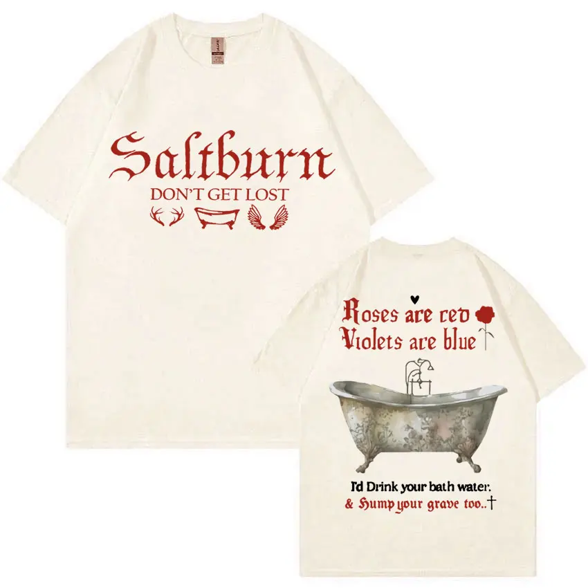 

Movie Saltburn Don't Get Lost Graphic T Shirt Men Women Clothing Cotton Casual Oversized T Shirts Men's Fashion Vintage T-shirts