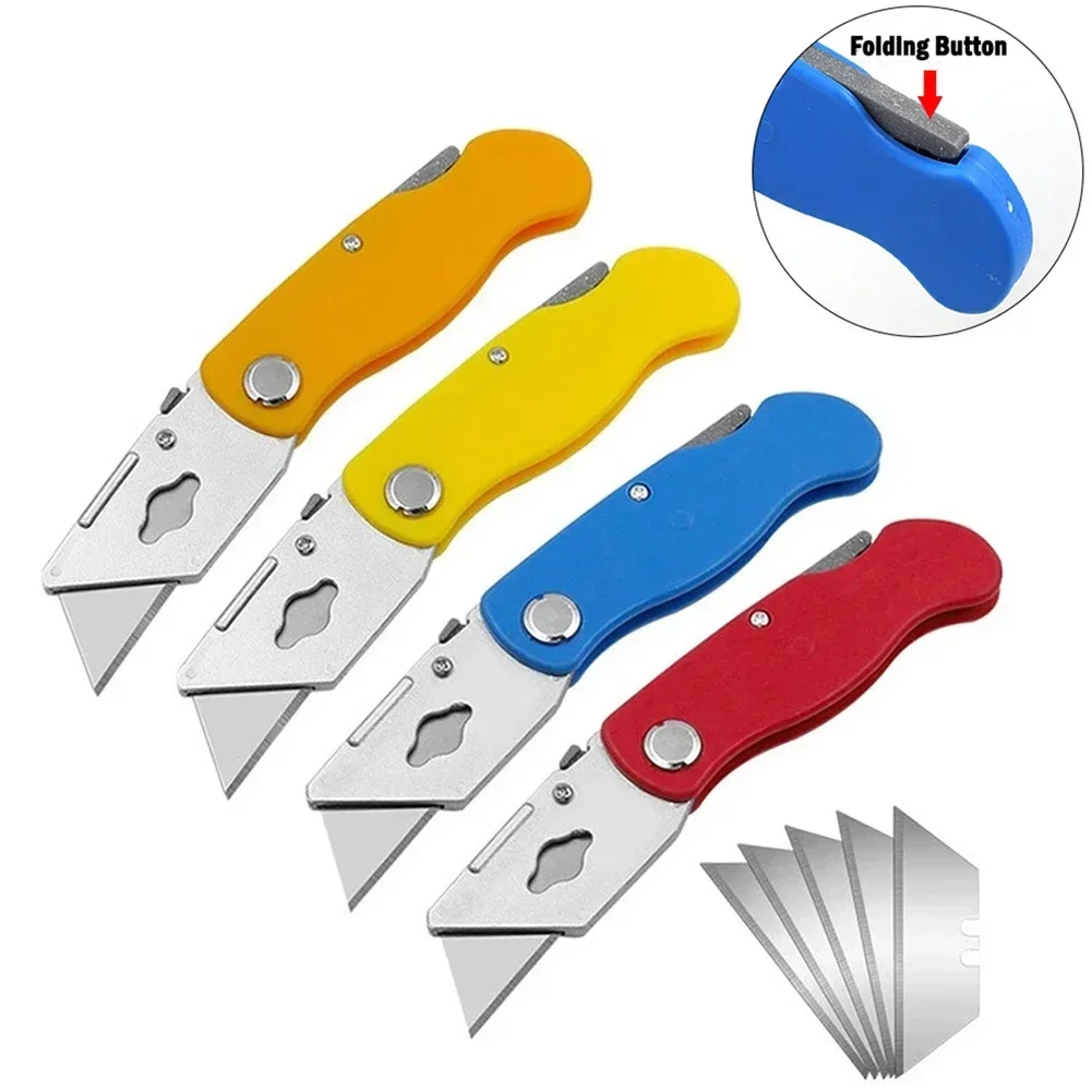 

Utility Knifes Electrician Retractable Cut Heavy-duty Folding Knifes Aluminum Plastic Handle Blade With Lock Portable Set