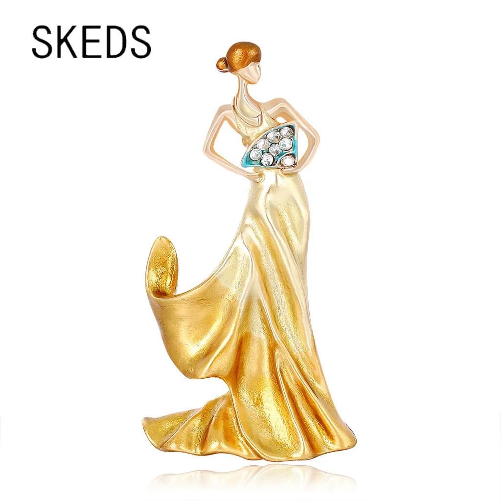 SKEDS Fashion Enamel Dancer Women Brooches For Women Sweet Creative Metal Drop Oil Vintage Brooch Pin Accessories Lady Pins