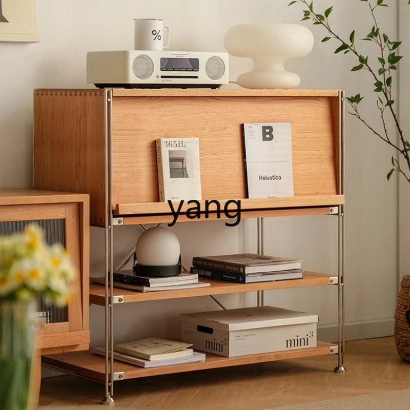 LXL Solid Wood Bookcase Storage Simple Small Apartment Low Side Cabinet Magazine Record Storage