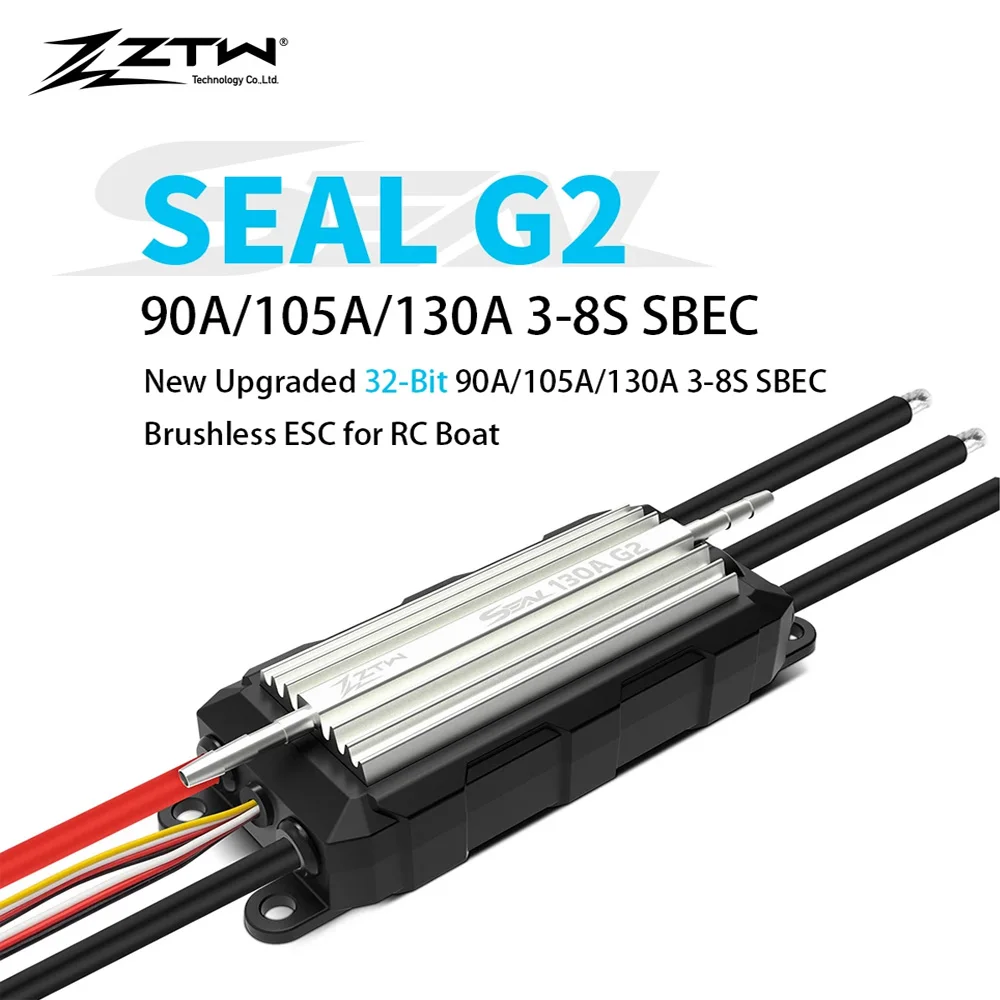 

ZTW 32-Bit Seal G2 90A/105A/130A ESC 3-8S SBEC 6V/7.4V/8.4V 8A Waterproof Two-way Speed Control For RC Boat Underwater Thruster