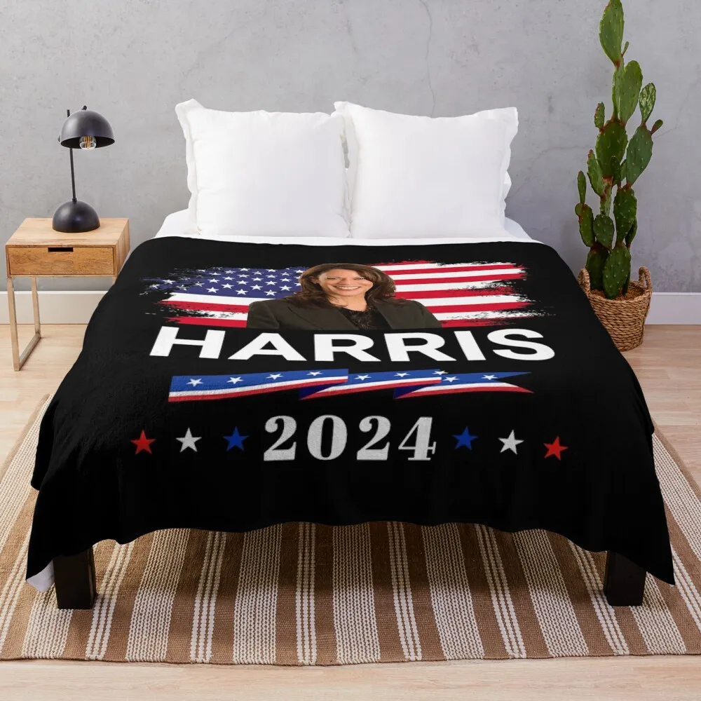 Kamala Harris 2024, Kamala Harris for President 2024 Throw Blanket Beautifuls Sofa Quilt christmas gifts Blankets