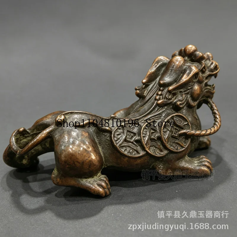 Long9Large brass, antique-style money-biting Pixiu, wholesale Solid brass Pixiu figurine, suitable for home or office decor