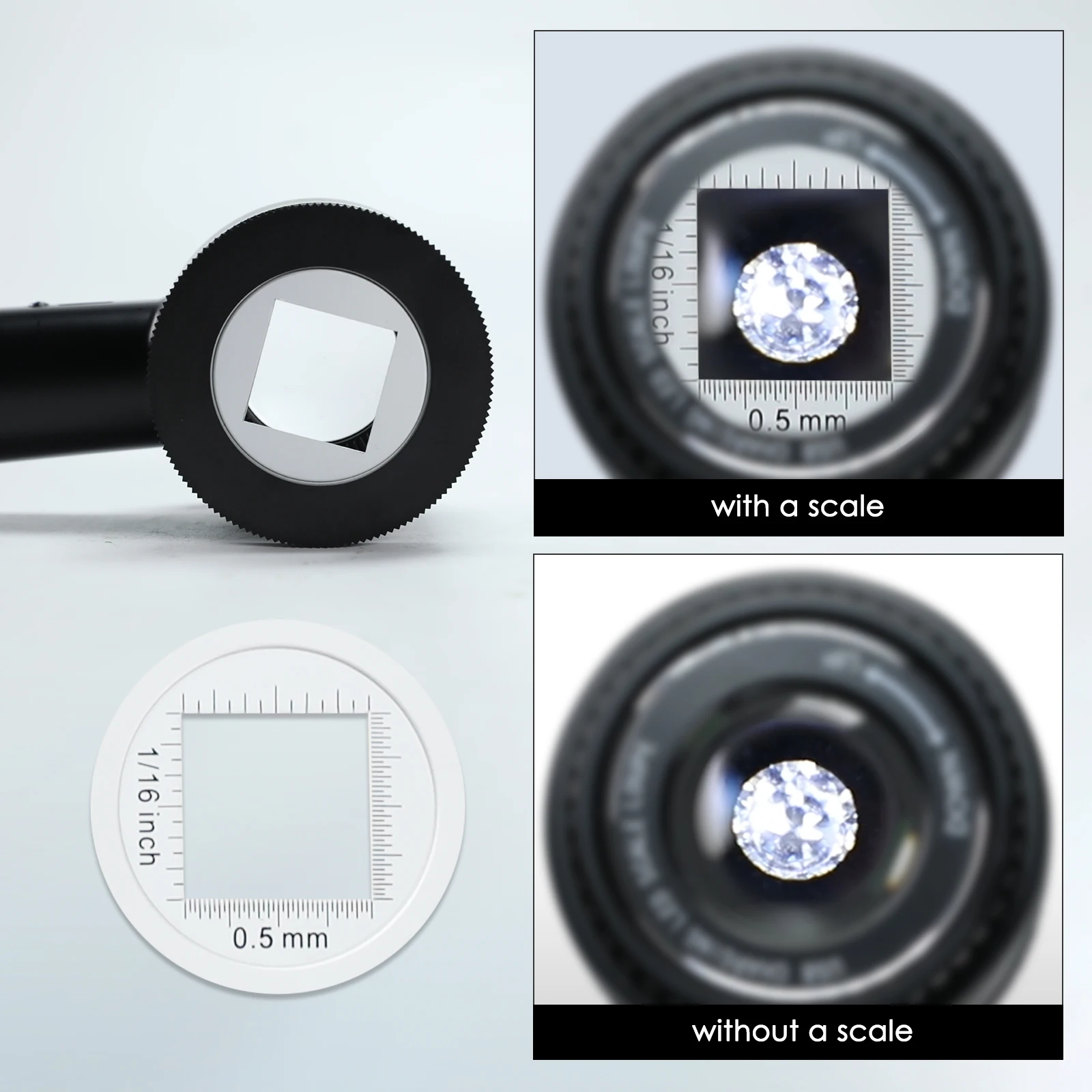 10X Magnifying Glass 30mm K9 Glass Lens Dual Light Emitting Diode and UV Gem Tool Rechargeable Magnifying Glass Removable Scale