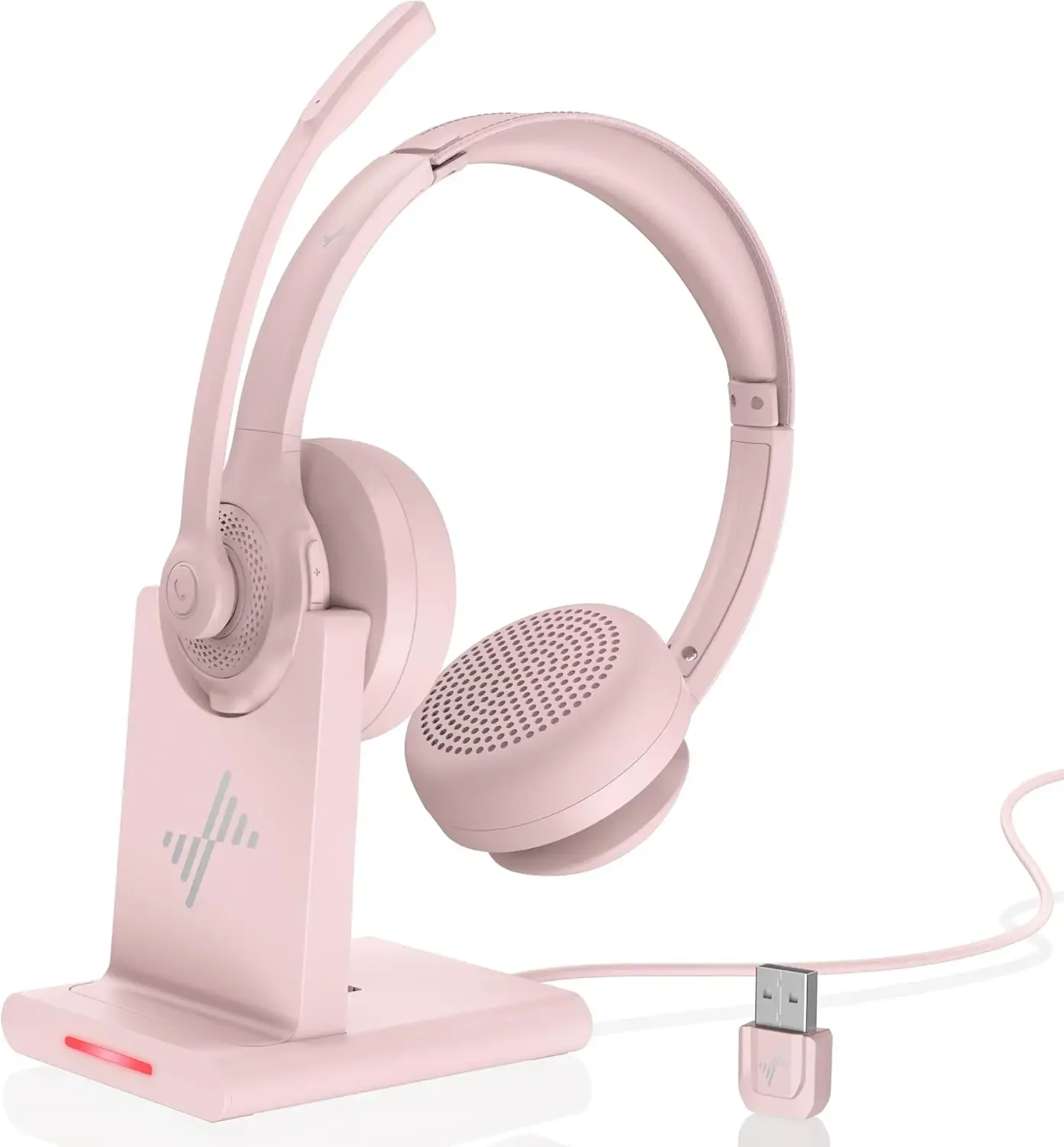 JIAMQISHI EH02P Kabelloses Headset mit Ladestation AI Noise Cancelling Mikrofon Kopfhörer Bluetooth V5.2 mit USB-Dongle – Detail 4