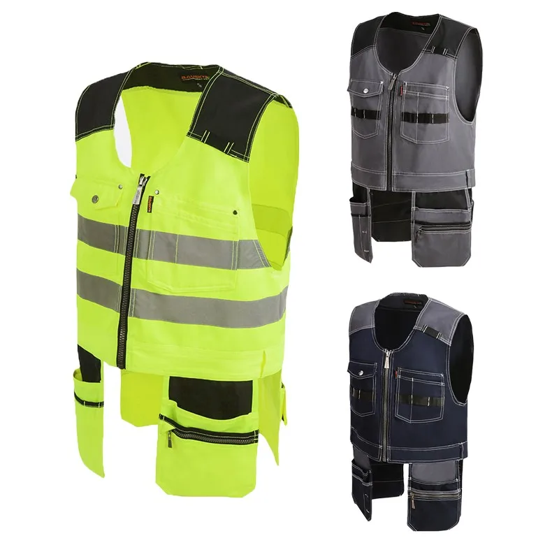 

High Quality Men Outdoor Workwear Multi-pockets Work Vests Tool Vests Free Shipping chaleco reflectante de seguridad chaleco re