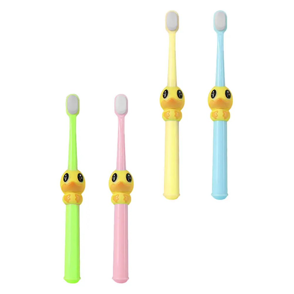 

4pcs Children Toothbrush Cartoon Kids Soft Bristles Toddler Teeth Cleaning Brush Safe Durable Yellow Pink Green Blue