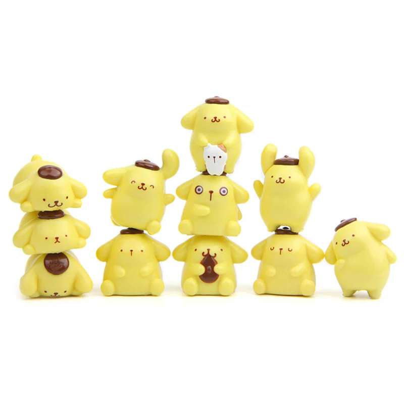 11Pcs Anime Sanrio Action Figures Kawaii Pompompurin Doll Figurines PVC Collectible Model Toys For Children Gifts