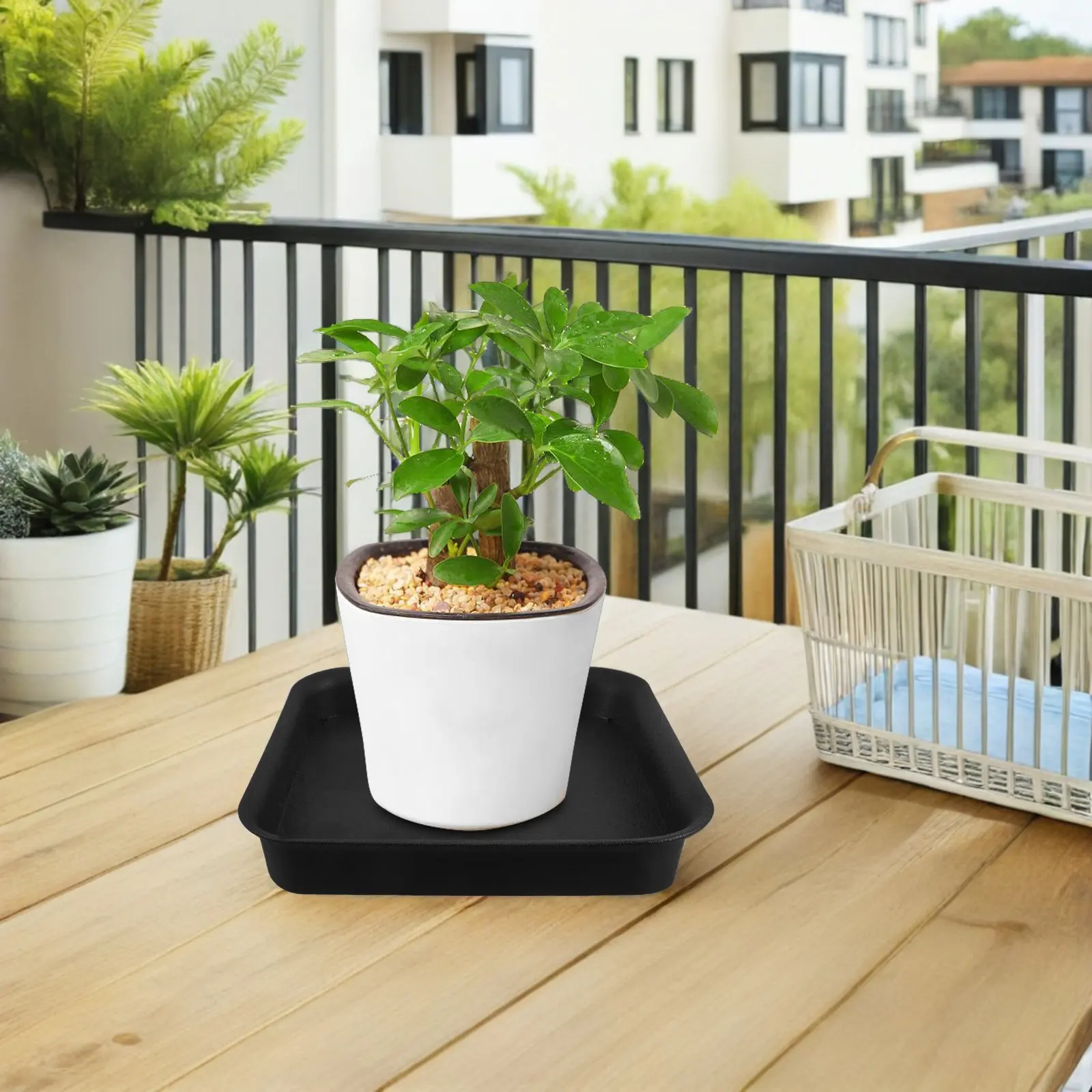 4Pcs Square Plant Pot Drip Tray 32Cm Thickened Plastic Matte Flower Pot Saucer Balcony Garden Water Tray Drip Trays for Plants