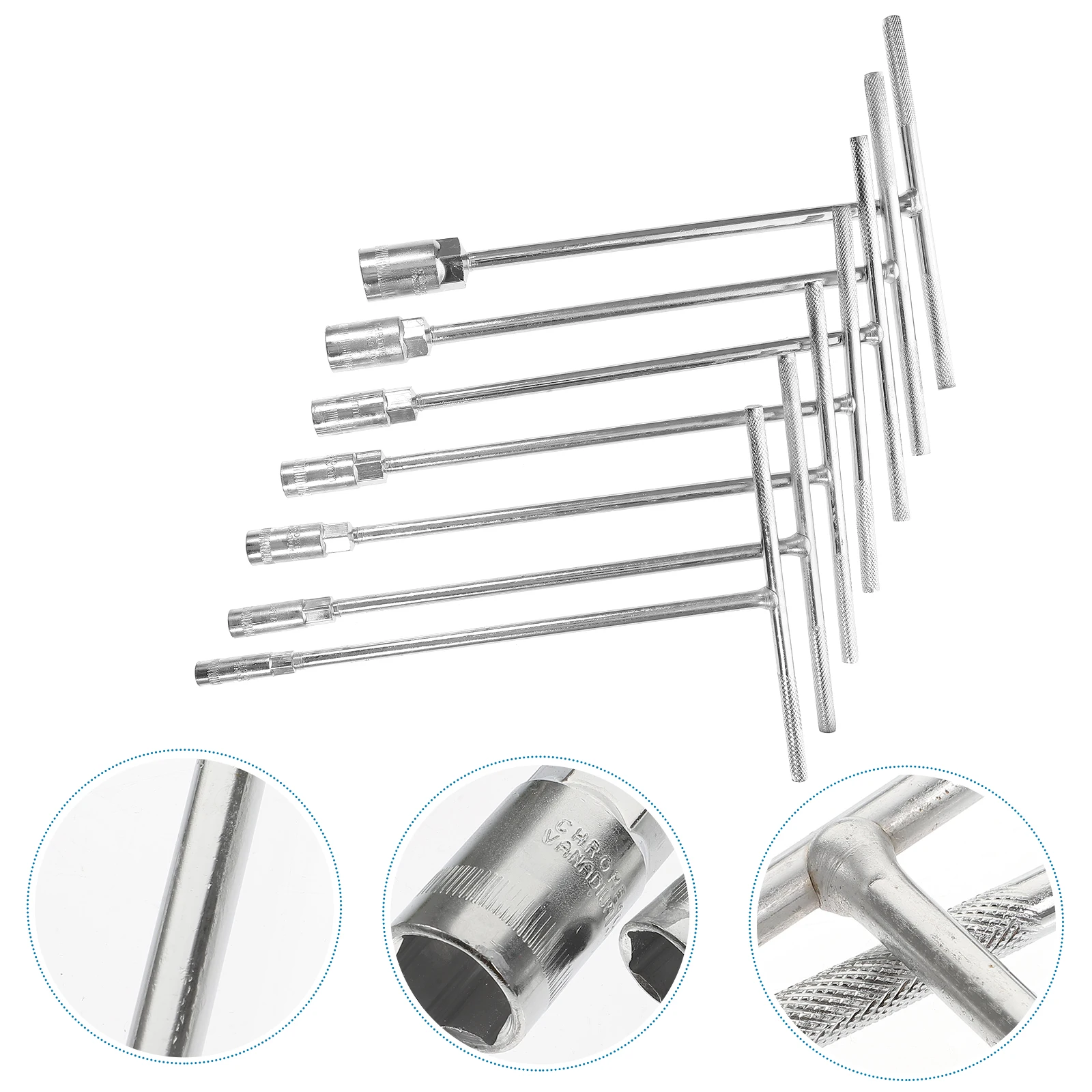 

7Pcs T 8mm 19mm Chrome Vanadium Wrenches Steel Durable 19Mm Socket Wrench Wrench Set Socket Tools Metric Bike Gift