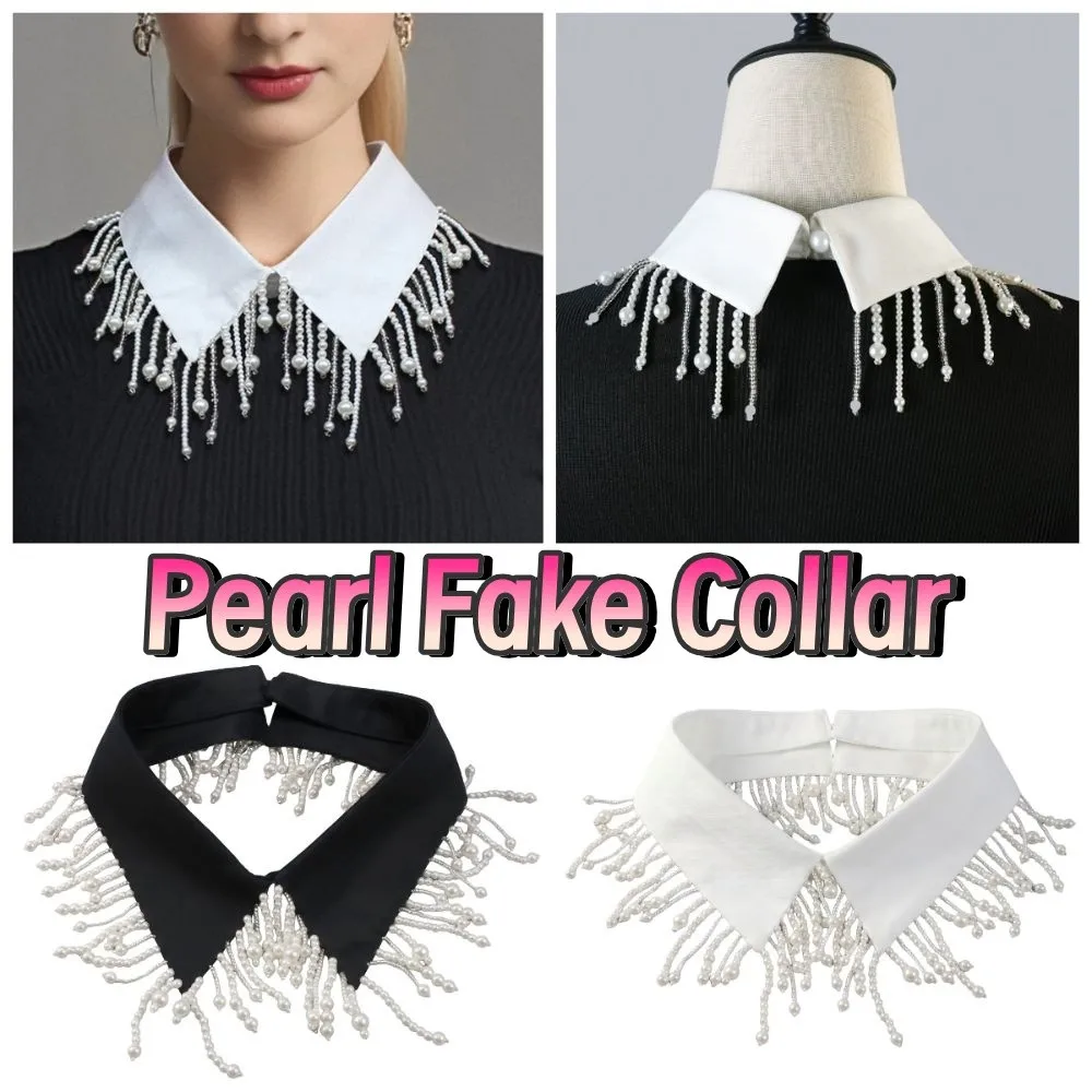 Handmade Pearl Fake Collar Exquisite French Style Beaded Fake Collar Elegant Retro Decorative Neckline Special Gatherings