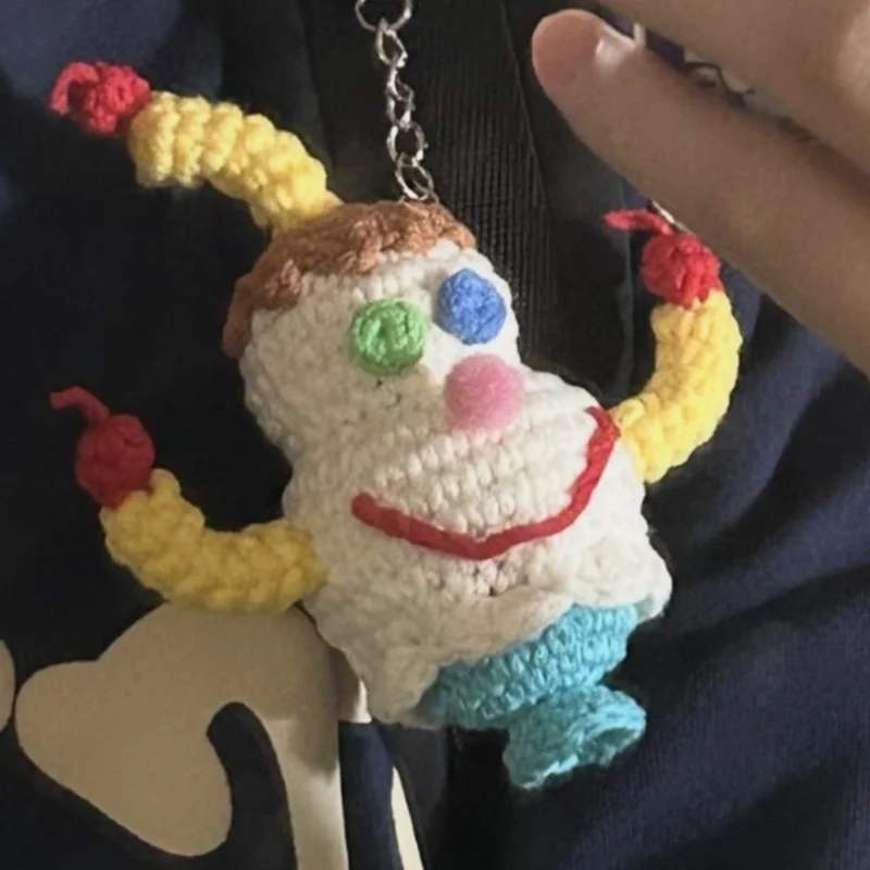 Adorable Clown Design Keychain Cute Knitted Pendant for Bags and Backpacks Hand Knitted Key Chain Pendant For friends gifts