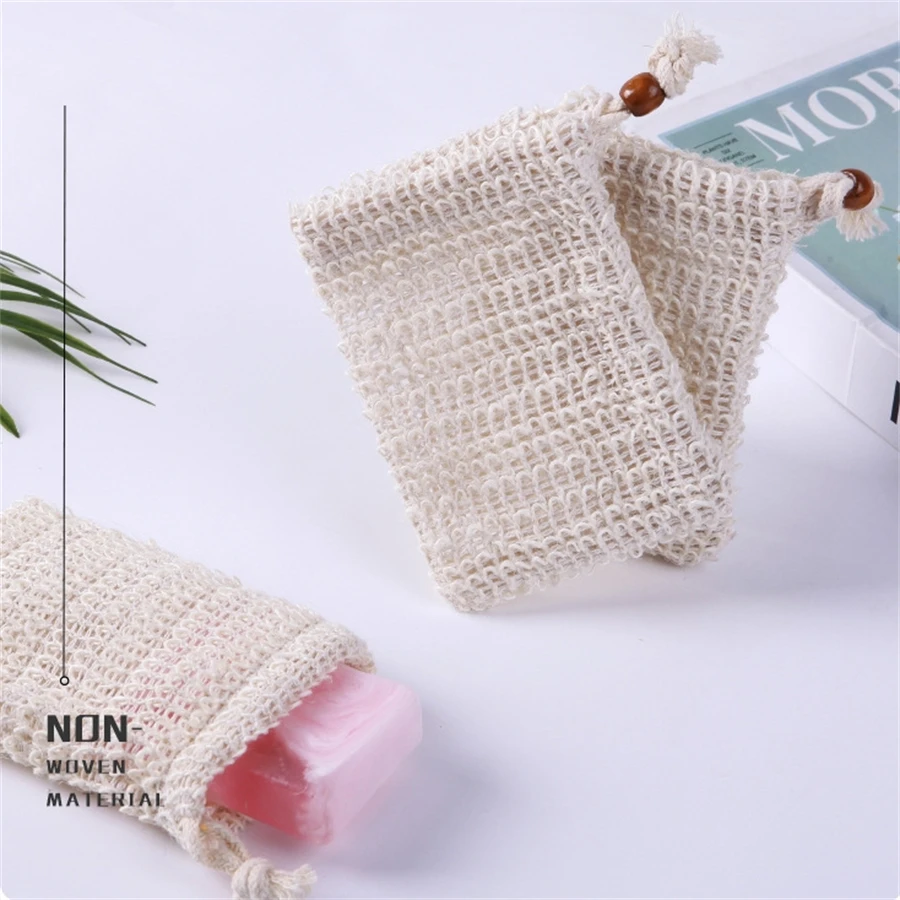 hot sale Natural Sisal Soap Bag Exfoliating Soap Saver Pouch Holder