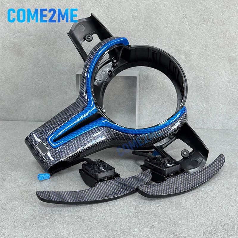 

Подходит для BMW новой серии 2345, модифицированные лопасти переключения передач M3M4M5, модифицированные M3M4M5, синий стиль, крышка рулевого колеса из углеродного волокна