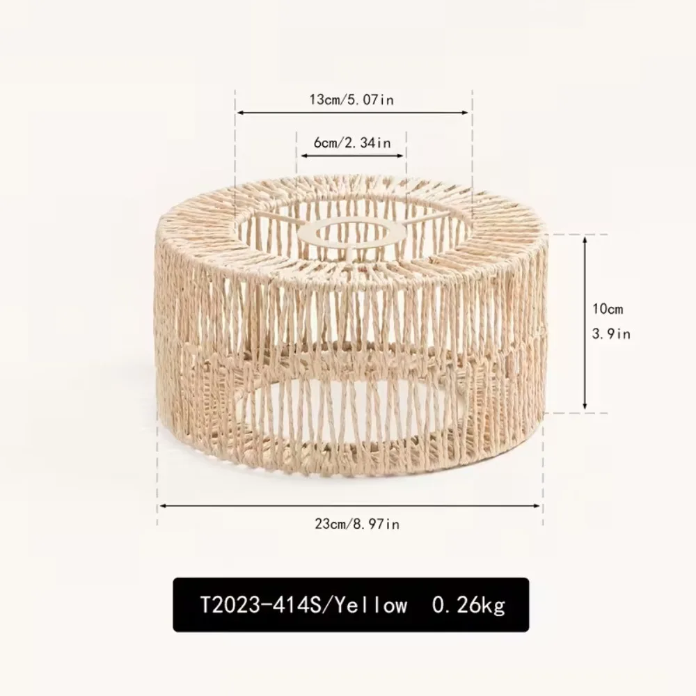 Paper-made Weave Lampshade Vintage Handwoven Hanging Lamp Shade Bohemian Style Home Decor Pendant Lamp Shade for Living Room