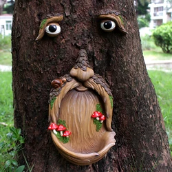 1Set Tree Faces Decor Outdoor, Old Man Tree Hugger Sculpture, Outdoor Tree Hugger Sculpture for Wild Life Bird Feeding & Garden